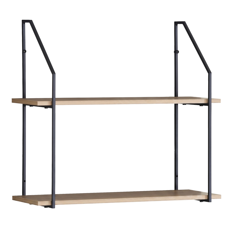 Ραφιέρα τοίχου Fema pakoworld oak με μαύρο μέταλλο 60x20x52εκ - Image 2