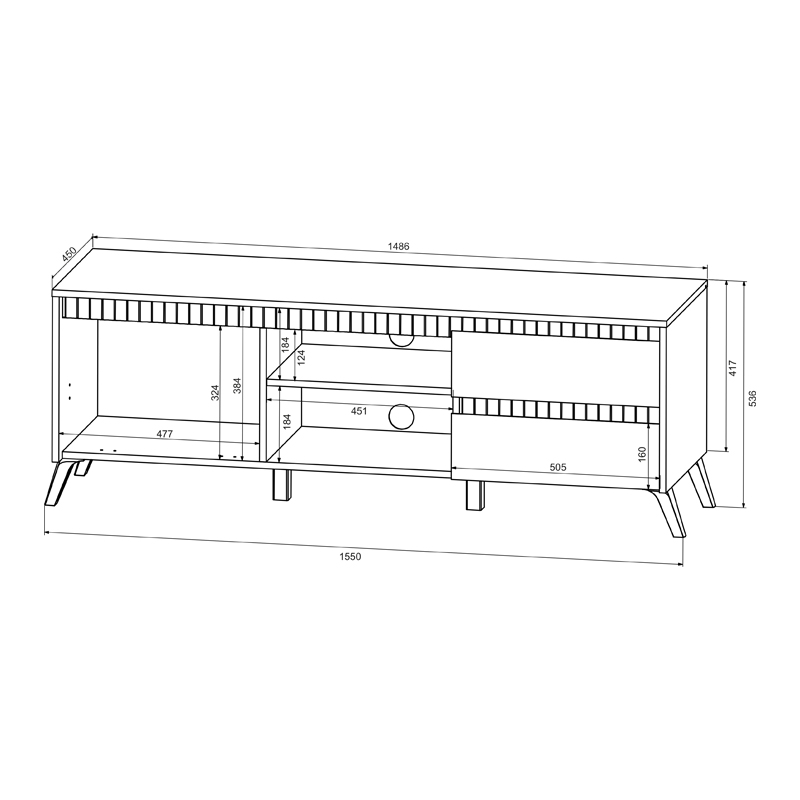 Σύνθετο σαλονιού Belka pakoworld κρεμ με oak 210,6x45x152,6εκ - Image 4