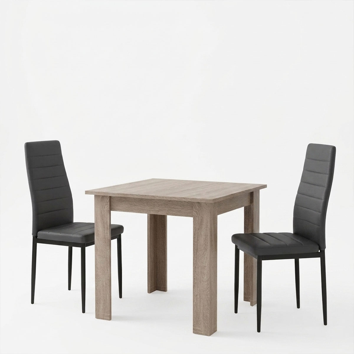 Τραπεζαρία Manka-Parker pakoworld σετ 3τεμ mdf σε μαύρη-sonoma truffle απόχρωση 80x80x77εκ - Image 2