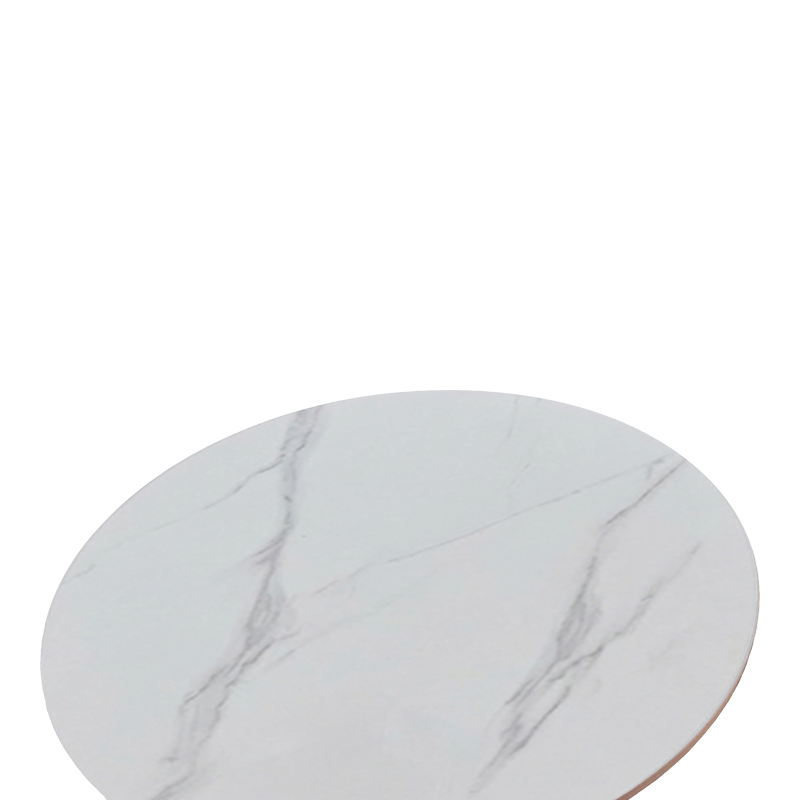 Tραπέζι Balou pakoworld sintered stone σε λευκή απόχρωση με όψη μαρμάρου-βάση λευκό μέταλλο Φ120x73εκ - Image 2