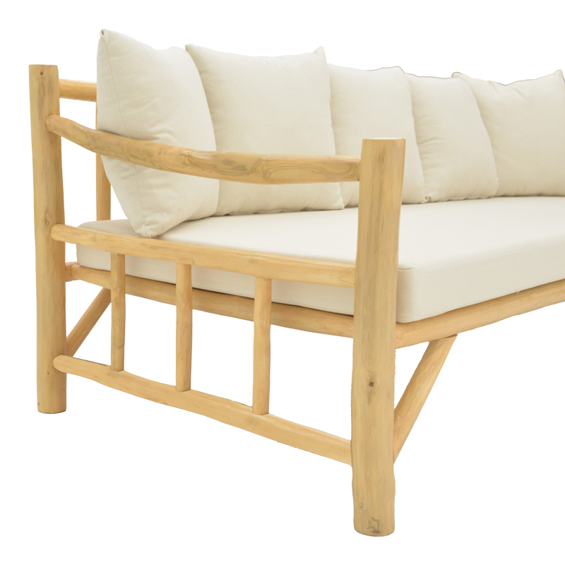 Καναπές Roziana pakoworld φυσικό teak ξύλο 210x100x80εκ - Image 6