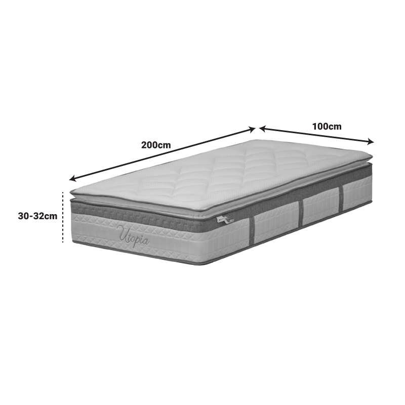 Στρώμα Utopia pakoworld pocket spring με ανώστρωμα 30-32cm 100x200εκ - Image 5