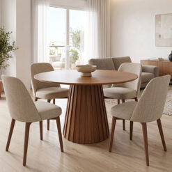 Τραπέζι Franzel pakoworld mdf καρυδί Φ120x75εκ