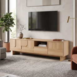 Έπιπλο τηλεόρασης Jenfia pakoworld mdf σε φυσική απόχρωση 180x39x45