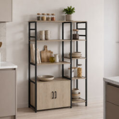 Επιδαπέδια ραφιέρα Ranea pakoworld sonoma-μαύρο 85x32x150εκ