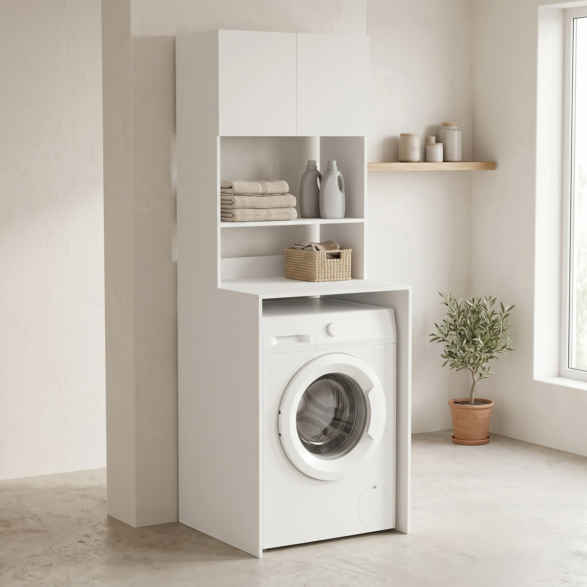 Έπιπλο πλυντηρίου Chaxe pakoworld λευκό 65x60x183.6εκ