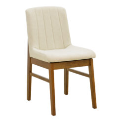 Καρέκλα Dalby pakoworld εκρού ύφασμα καρυδί rubberwood 50x45x85