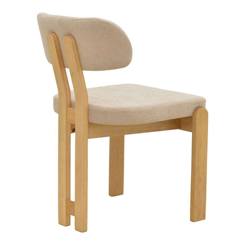 Καρέκλα Genoa pakoworld sonoma rubberwood και μπεζ ύφασμα 50x43x82εκ - Image 2