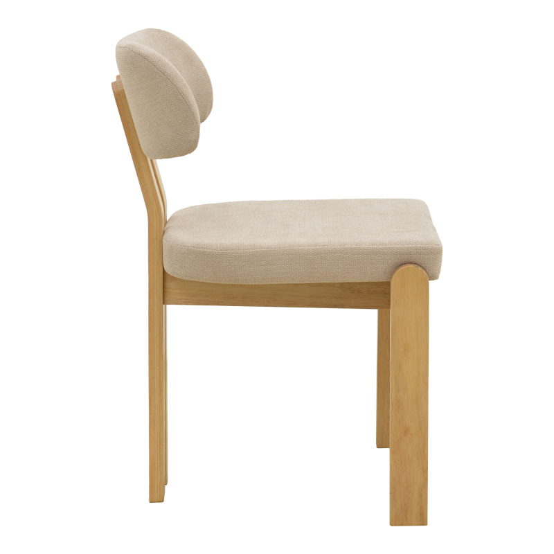 Καρέκλα Genoa pakoworld sonoma rubberwood και μπεζ ύφασμα 50x43x82εκ - Image 3