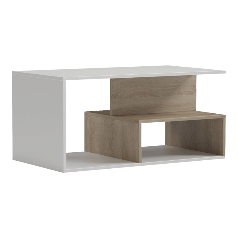 Τραπέζι σαλονιού Kelena pakoworld sonoma-λευκό 90x51x43εκ - Image 2