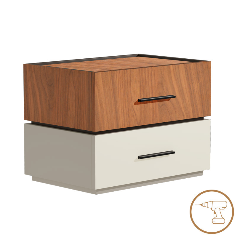 Κομοδίνο Sonlen pakoworld mdf σε καρυδί-μπεζ απόχρωση 60x40x66εκ