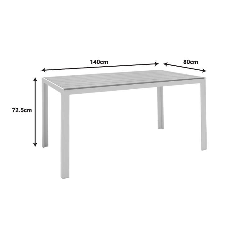 Τραπέζι Nares pakoworld αλουμίνιο λευκό-plywood φυσικό 140x80x72.5εκ - Image 8