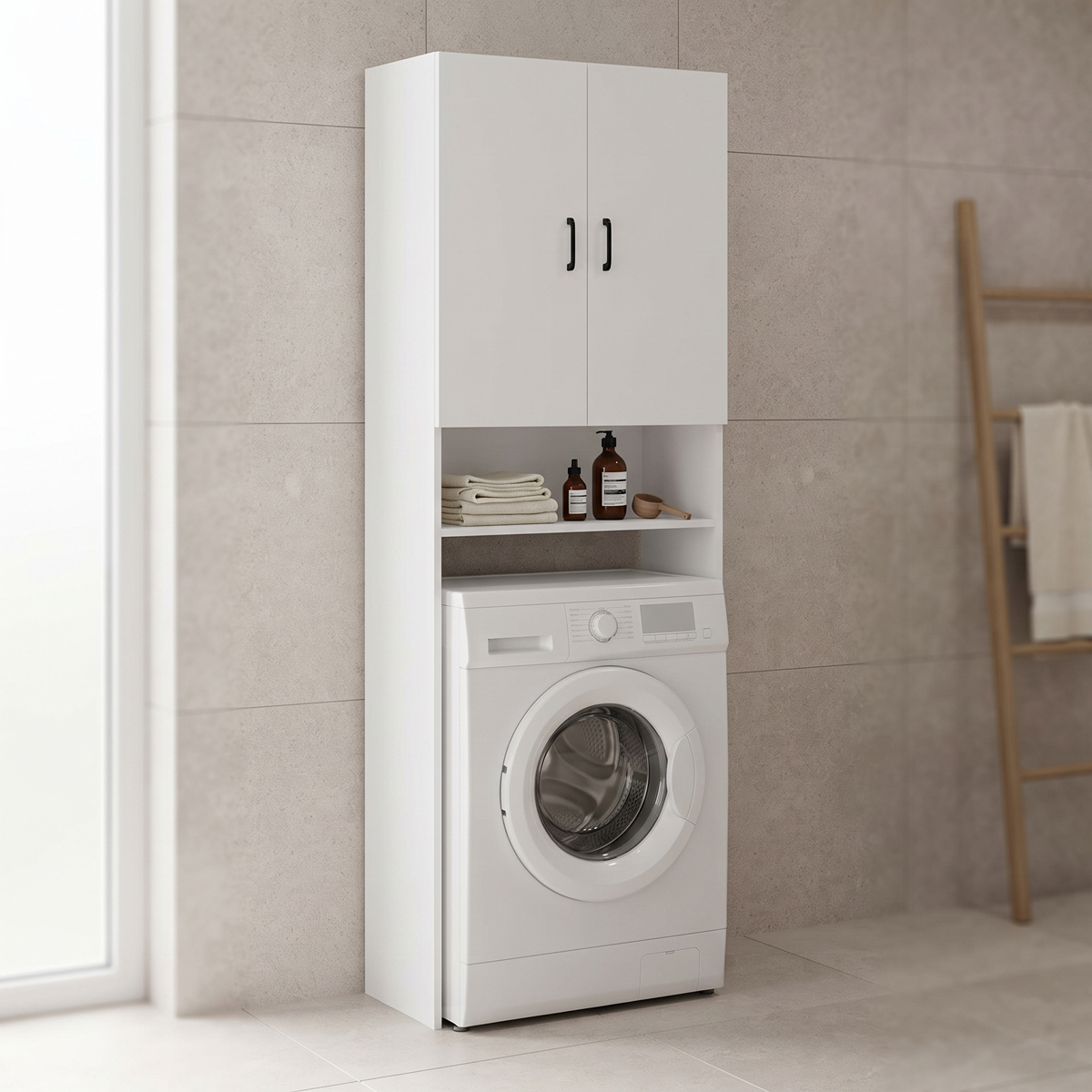 Έπιπλο πλυντηρίου Tzelio pakoworld λευκό 65x30x180εκ
