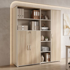 Βιβλιοθήκη γραφείου Jabari pakoworld σε oak-μπεζ απόχρωση 160x40x200εκ