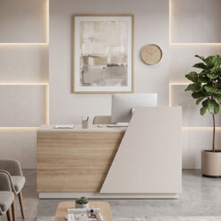 Γραφείο reception Kalu pakoworld σε oak-μπεζ απόχρωση 160x60x105εκ