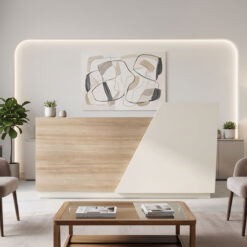 Γραφείο reception Kalu pakoworld σε oak-μπεζ απόχρωση 180x60x105εκ