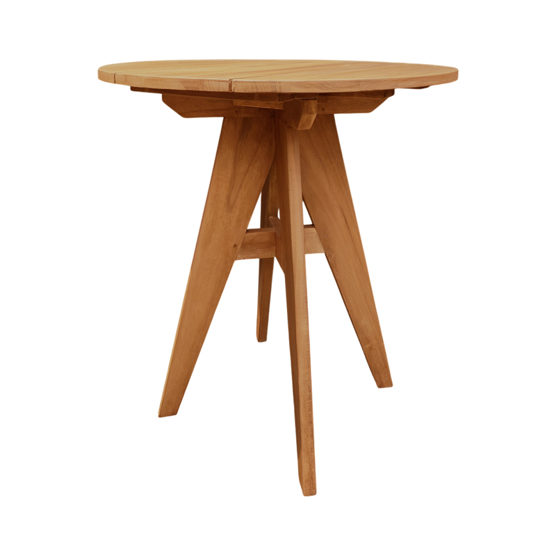 Τραπέζι Cadrada pakoworld teak ξύλο σε φυσική απόχρωση Φ70x76εκ - Image 2