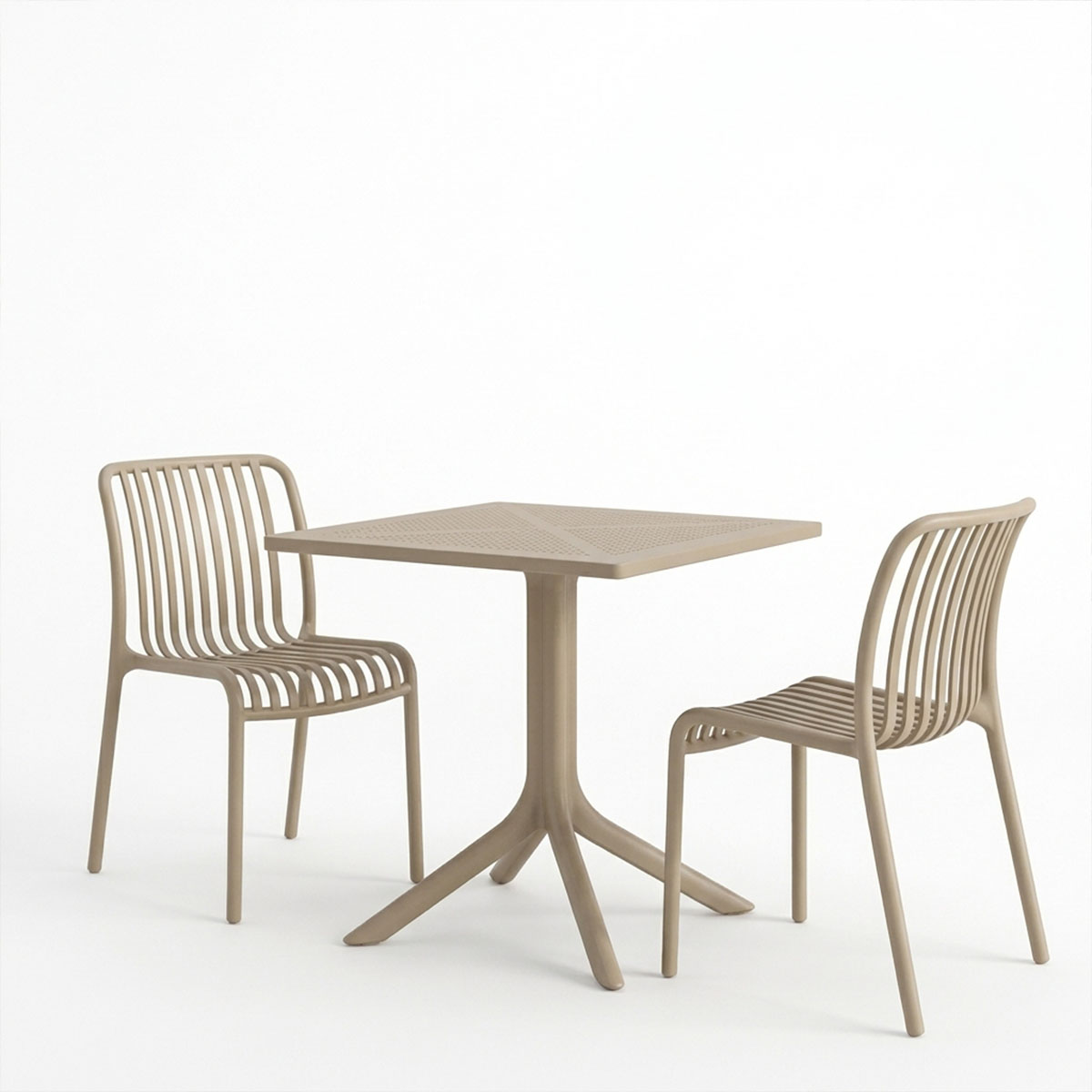 Τραπεζαρία Zoi Groovy pakoworld σετ 3τεμ cappuccino PP 80x80x74εκ - Image 2