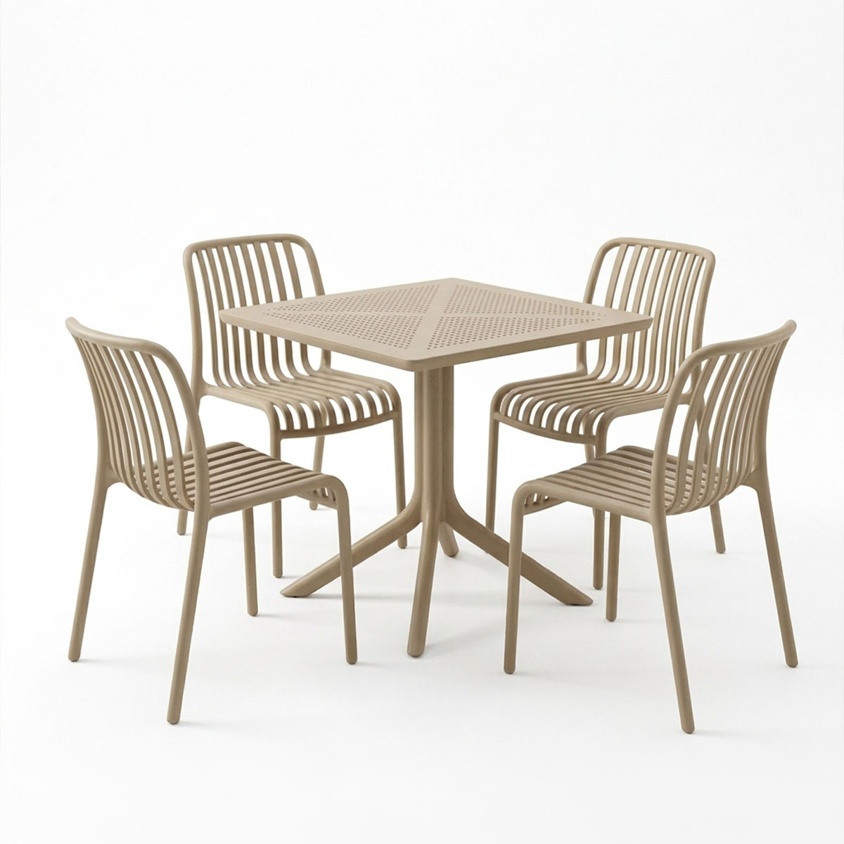 Τραπεζαρία Zoi Groovy pakoworld σετ 5τεμ cappuccino PP 80x80x74εκ - Image 2