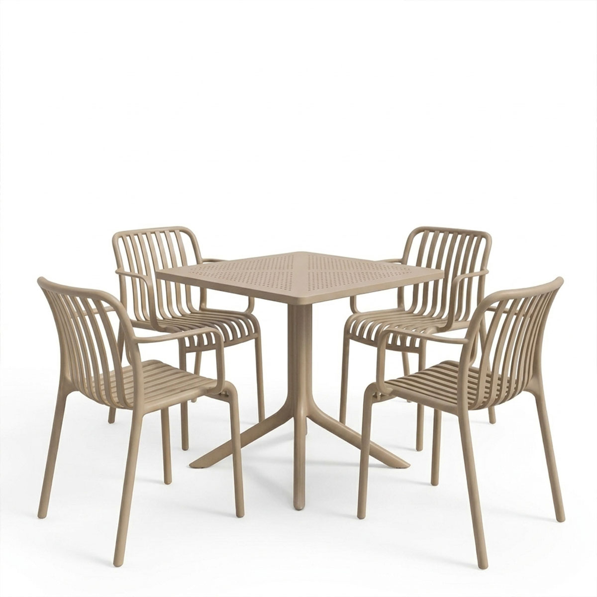 Τραπεζαρία Zoi Groovy pakoworld σετ 5τεμ cappuccino PP 80x80x74εκ - Image 2