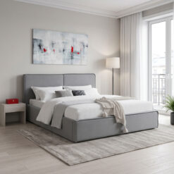 Κρεβάτι διπλό Zento pakoworld γκρι ύφασμα 160x200εκ