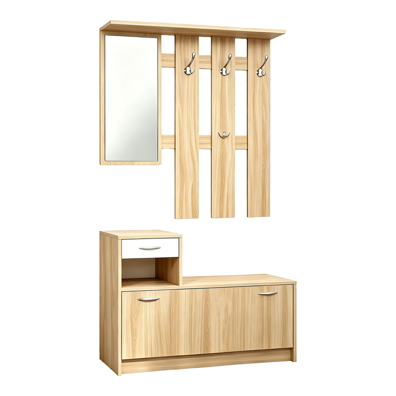 Έπιπλο εισόδου Jentia pakoworld με καθρέπτη sonoma με λευκό MDF 100x24x186εκ - Image 2