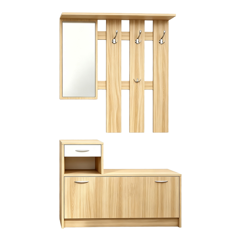 Έπιπλο εισόδου Jentia pakoworld με καθρέπτη sonoma με λευκό MDF 100x24x186εκ - Image 3