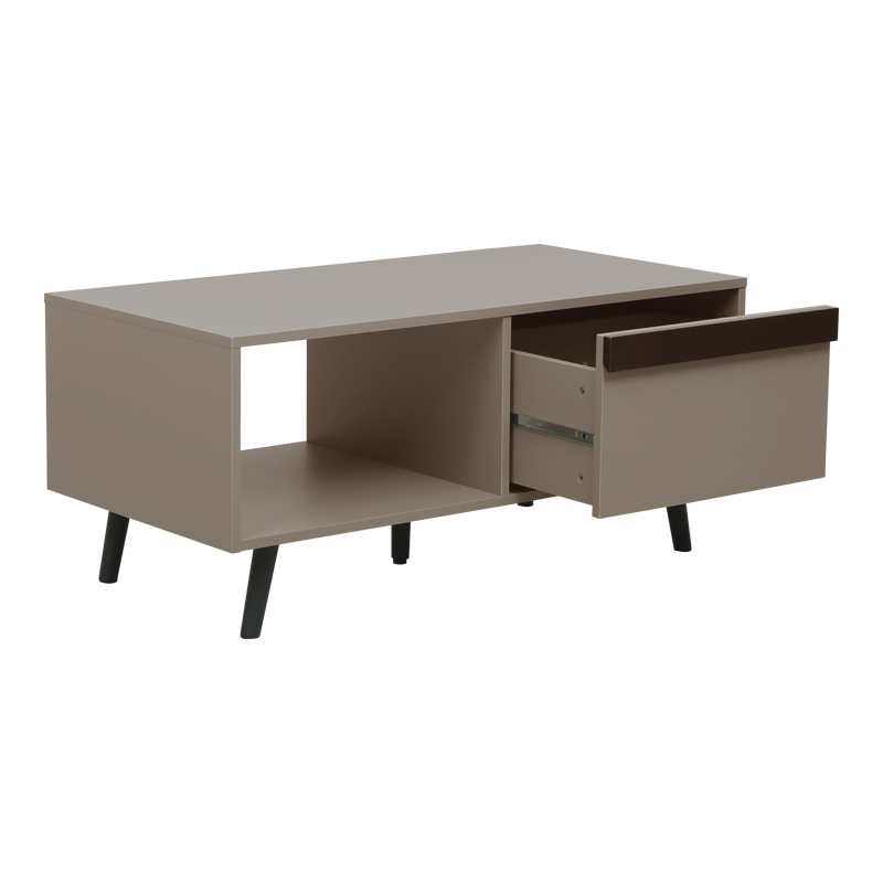 Τραπέζι σαλονιού Nectra pakoworld taupe με μαύρο 100x50x45εκ - Image 2