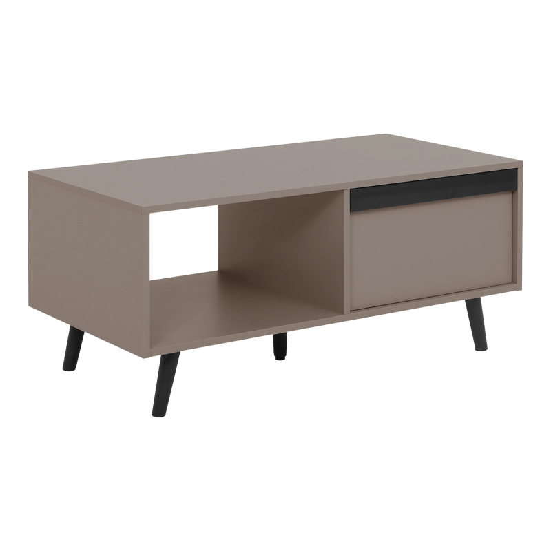 Τραπέζι σαλονιού Nectra pakoworld taupe με μαύρο 100x50x45εκ - Image 3