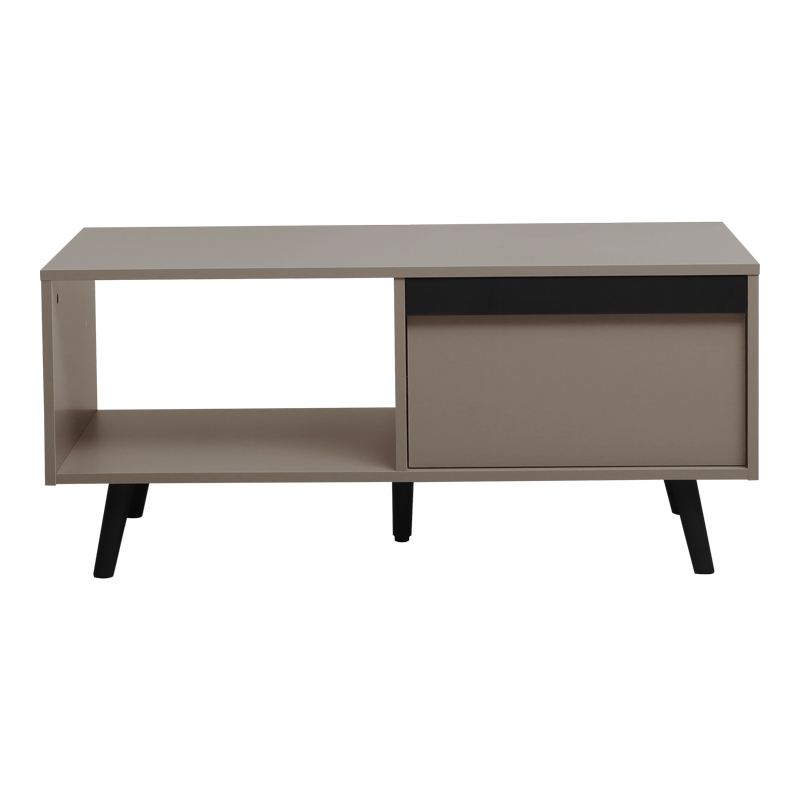 Τραπέζι σαλονιού Nectra pakoworld taupe με μαύρο 100x50x45εκ - Image 4