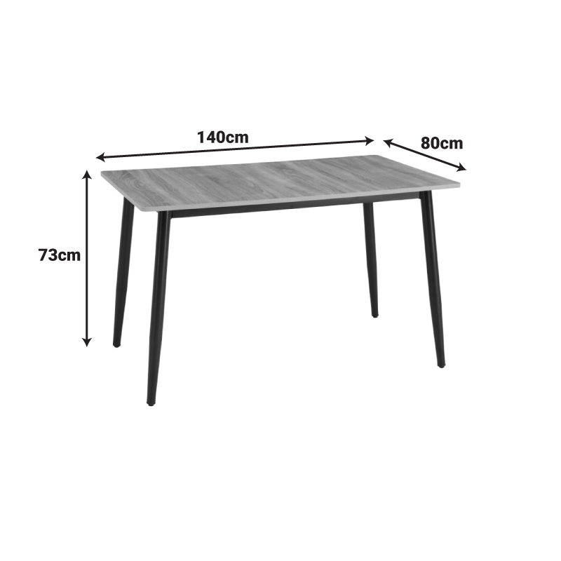 Τραπέζι Loza pakoworld sonoma MDF με μαύρο μεταλλικό πόδι 140x80x73εκ - Image 4