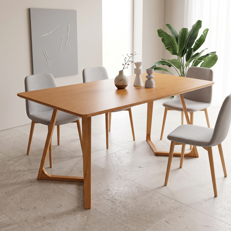 Τραπέζι Pendra pakoworld mdf επιφάνεια με πόδι ξύλο μασίφ σε sonoma απόχρωση 150x80x75εκ - Image 2
